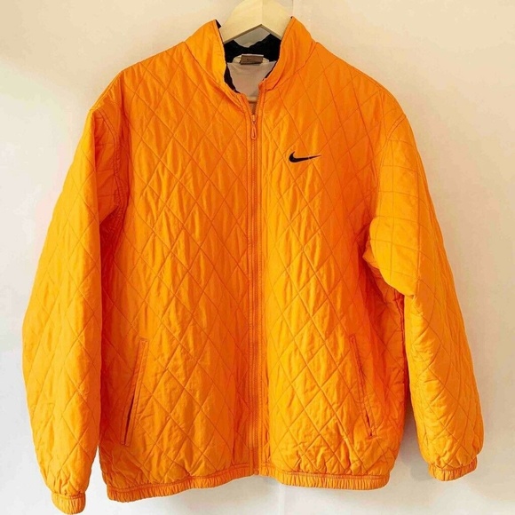 Nike Jackets & Coats | Nike Womens Quilted Jacket Orange Black Logo Xl | Poshmark